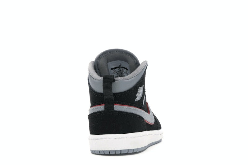 Jordan 1 Mid Black Particle Grey Gym Red (PS)