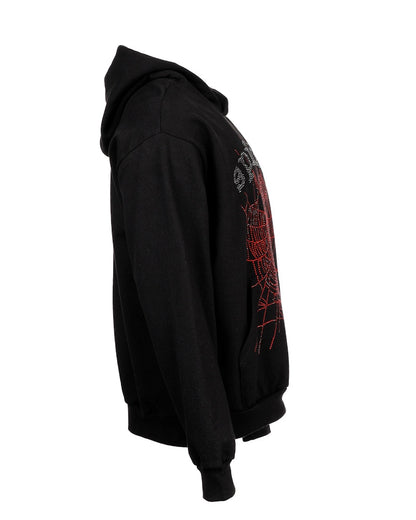 Sp5der OG Rhinestone Logo Hoodie Black
