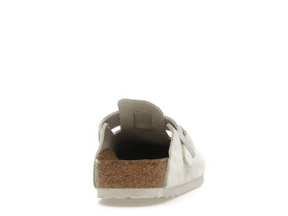 Birkenstock Boston Soft Footbed Suede Antique White