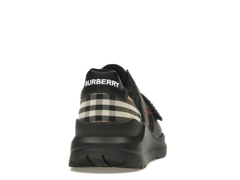 Burberry Check Suede Leather Sneakers Vintage Check-print Black