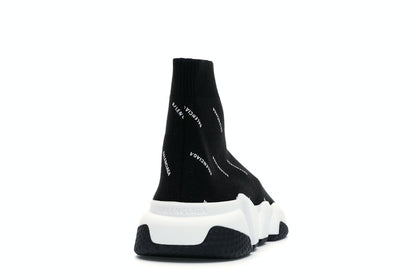 Balenciaga Speed Trainer Logo Print Black White (Women's)