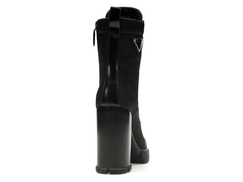 Prada 110 mm Nylon Booties Black Brushed Leather