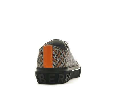 Burberry Monogram Pattern Low Top Black Orange Canvas
