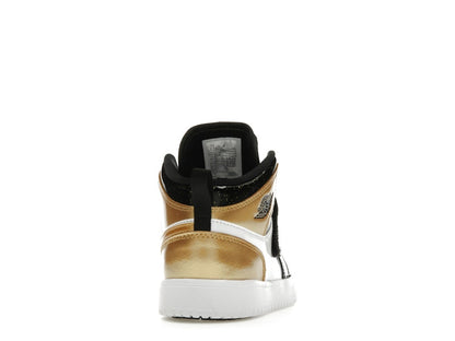 Sky Jordan 1 Mid Black Metallic Gold White (PS)