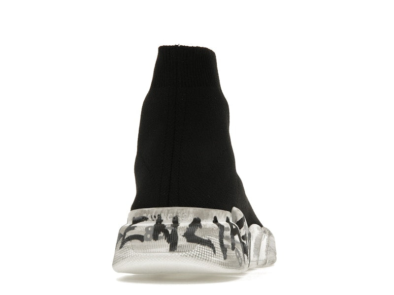 Balenciaga Speed 2.0 Graffiti Recycled Knit Black White
