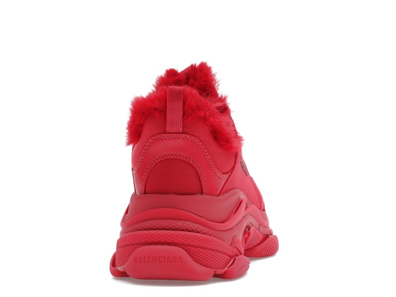 Balenciaga Triple S Faux Fur Burgundy
