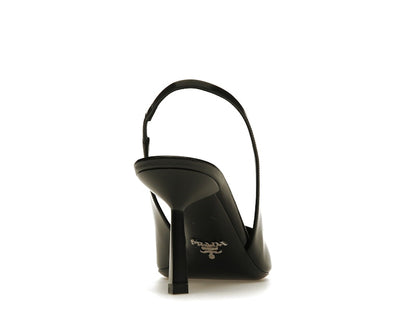 Prada 75mm Slingback Pump Black Leather