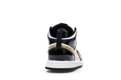 Jordan 1 Mid Patent Black White Gold (TD)
