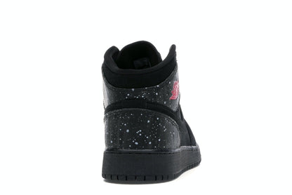 Jordan 1 Mid Black Rush Pink White Splatter (GS)