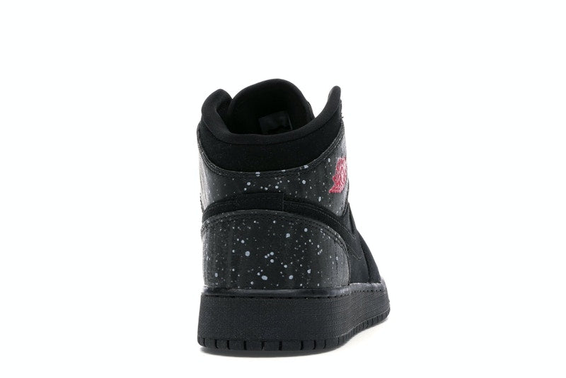 Jordan 1 Mid Black Rush Pink White Splatter (GS)