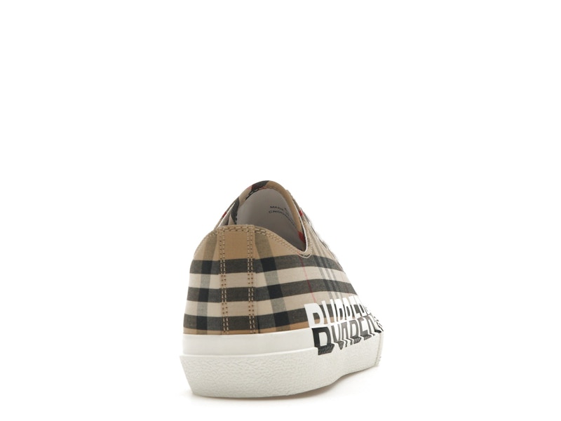 Burberry Logo Print Vintage Check Cotton Sneakers Archive Beige (Women's)