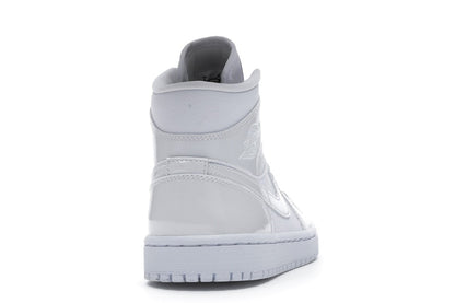 Jordan 1 Mid Triple White Patent Swoosh (Women's)