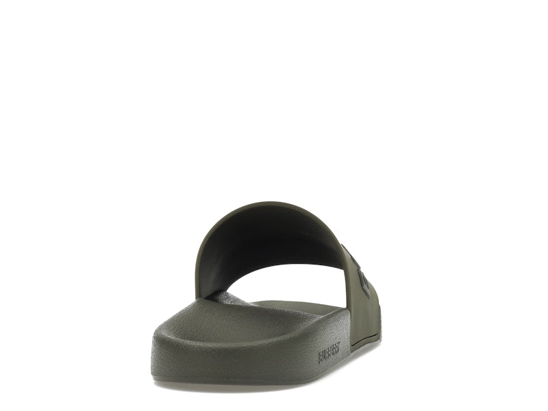 Burberry Embossed Logo Slides Dark Fern Green Black