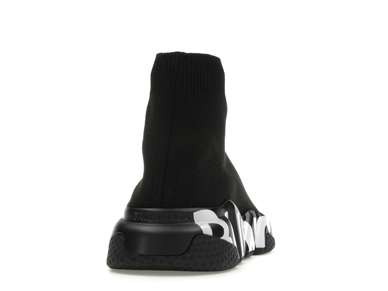 Balenciaga Speed Graffiti Trainers Black White Logo (Women's)