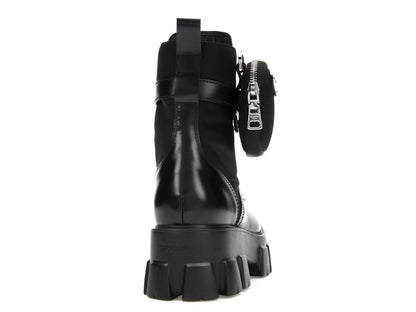 Prada Monolith 55mm Pouch Ankle Boots Black Leather