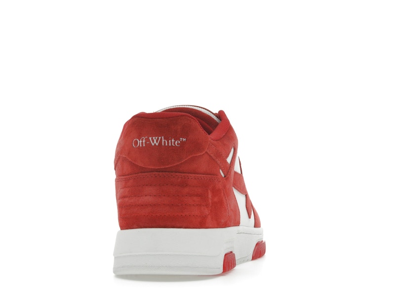OFF-WHITE Out Of Office "OOO" Low Tops Brick Red White Suede