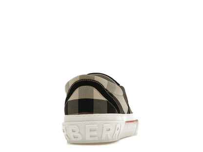 Burberry Slip On Sneakers Exaggerated Check Birch Brown White