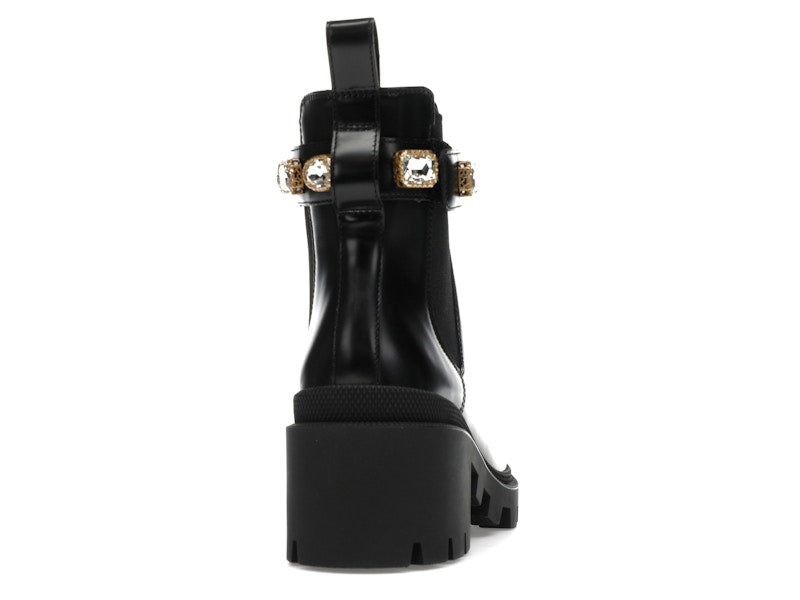 Gucci Crystal Belt 60mm Ankle Boot Black Leather