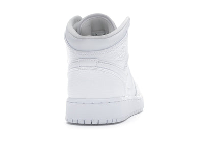 Jordan 1 Mid Triple White Tumbled Leather (GS)