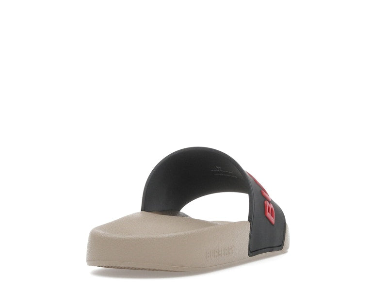 Burberry Embossed Logo Slide Black Red Tan (Women's)