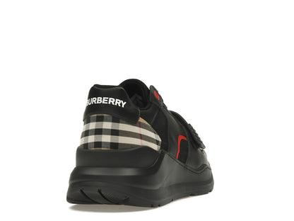 Burberry Check Suede Leather Sneakers Vintage Check-print Black