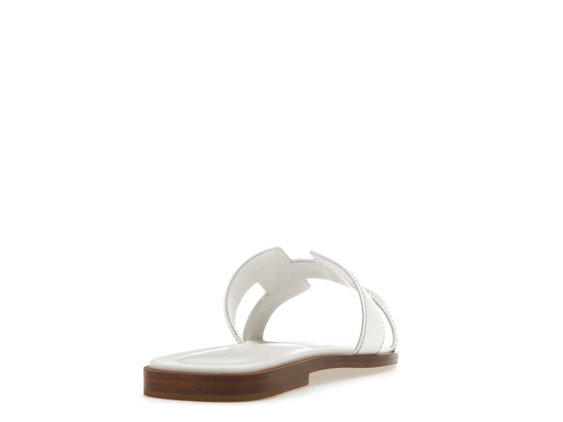 Hermes Oran Sandal Blanc Box Calfskin Leather