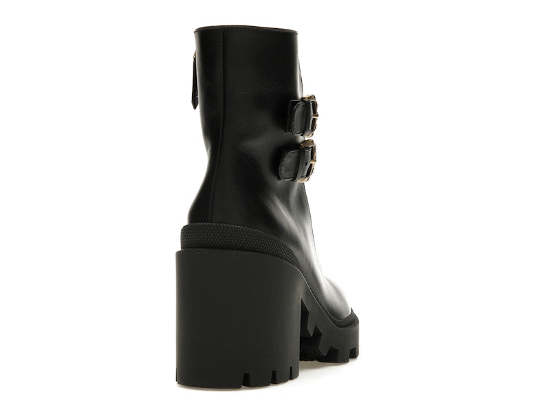 Gucci Buckles Ankle Boots Black Beige (Women's)