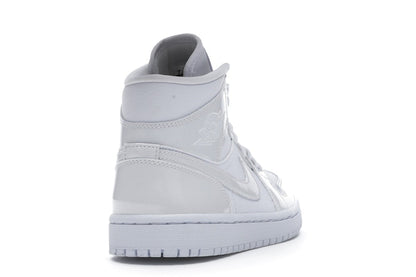 Jordan 1 Mid Triple White Patent Swoosh (Women's)