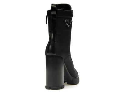 Prada 110 mm Nylon Booties Black Brushed Leather