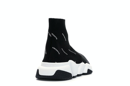 Balenciaga Speed Trainer Logo Print Black White (Women's)