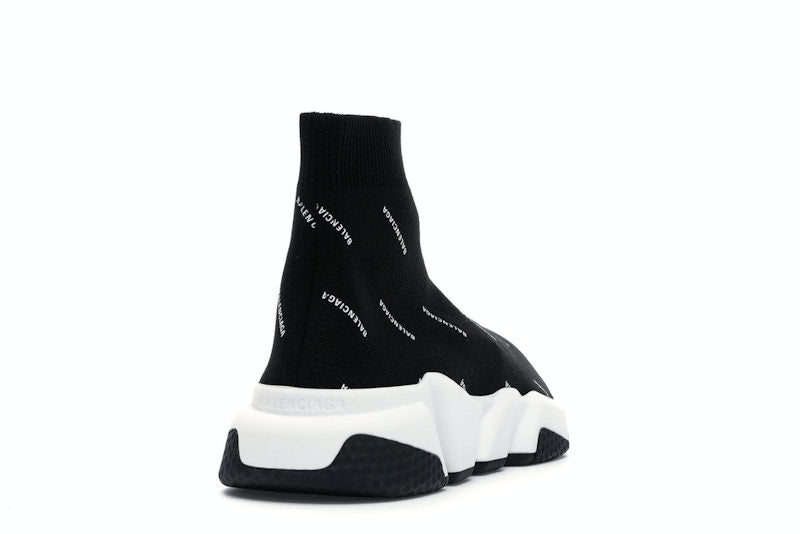 Balenciaga Speed Trainer Logo Print Black White (Women's)