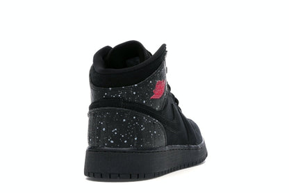 Jordan 1 Mid Black Rush Pink White Splatter (GS)