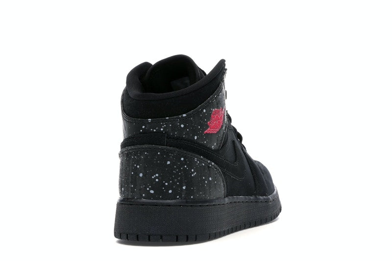Jordan 1 Mid Black Rush Pink White Splatter (GS)