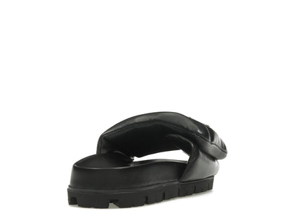 Prada Soft Padded 20mm Slide Sandal Black Nappa Leather