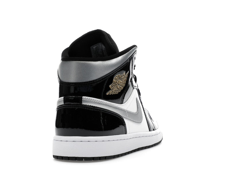 Jordan 1 Mid SE Patent Black White Metallic Silver Metallic Gold