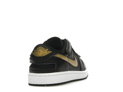 Jordan 1 Low FlyEase Black White Metallic Gold