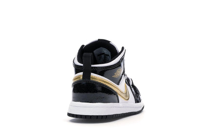 Jordan 1 Mid Patent Black White Gold (TD)