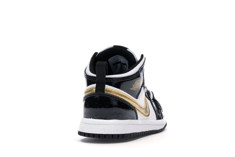 Jordan 1 Mid Patent Black White Gold (TD)