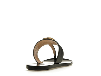 Gucci Double G Thong Sandal Black Leather