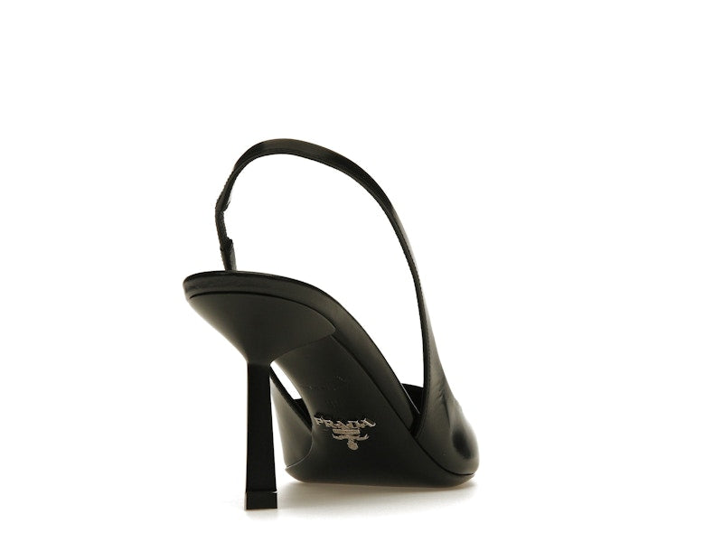 Prada 75mm Slingback Pump Black Leather