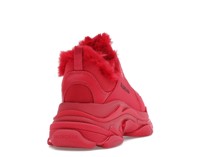 Balenciaga Triple S Faux Fur Burgundy