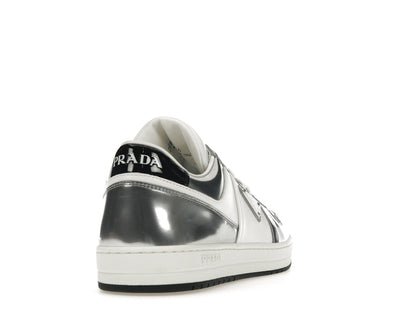 Prada Downtown Low Top Sneakers Leather White Silver