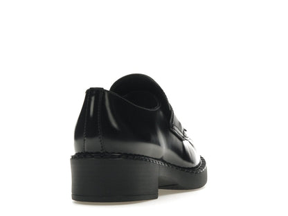 Prada Chocolate 50mm Loafer Black Brushed Leather