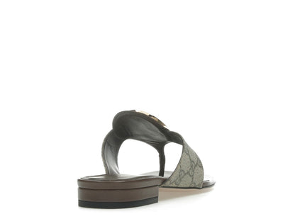Gucci Blondie Thong Canvas Sandals Ebony (Women's)