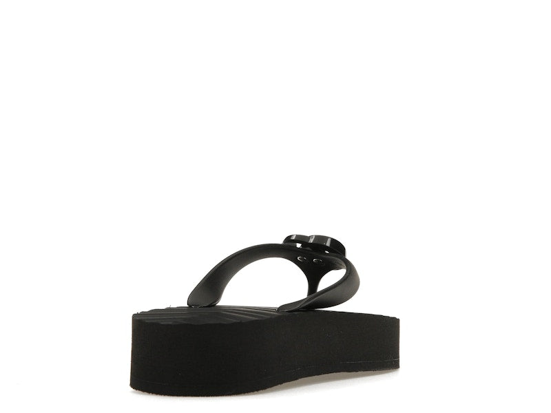 Gucci Chevron Thong Sandal Black Rubber