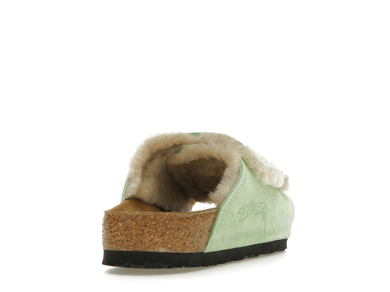 Birkenstock Solana Shearling Slide Stussy Washed Green