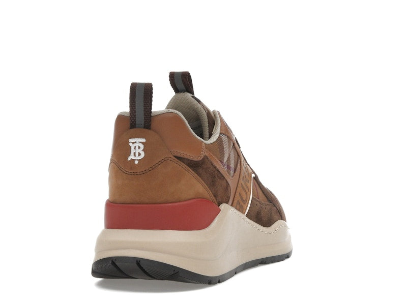 Burberry Check and Suede Sneakers Dark Birch Brown