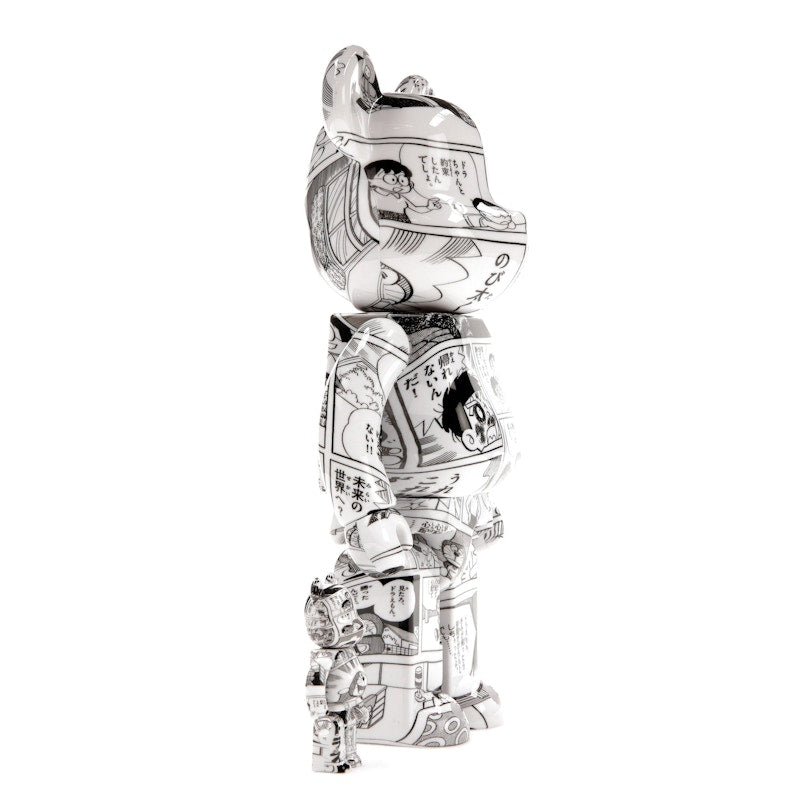 Bearbrick Doraemon (Comic Ver.) 100% & 400% Set Black & White