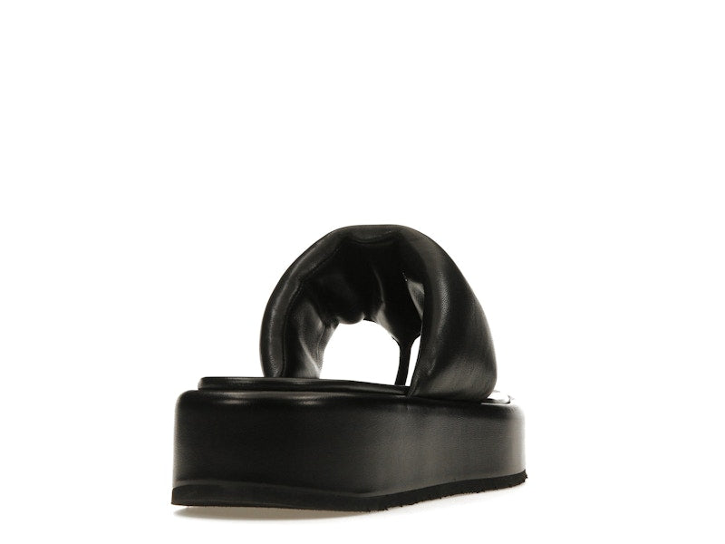 Prada Soft Padded 35mm Thong Wedge Sandals Black Nappa Leather