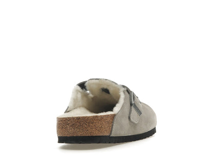 Birkenstock Boston Shearling Suede Stone Coin